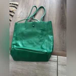 EUC BORSE IN PELLE Green Leather TOTE Bag